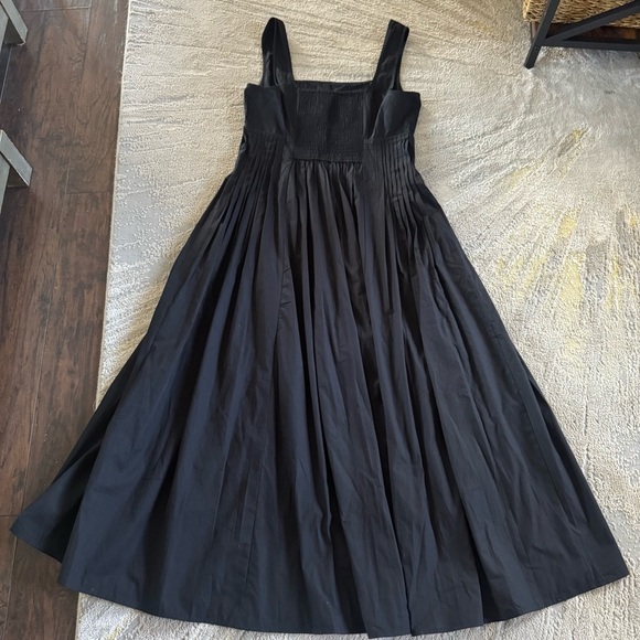 ASOS black long maxi dress square neck pleat waist smocked back 10 - Picture 4 of 16